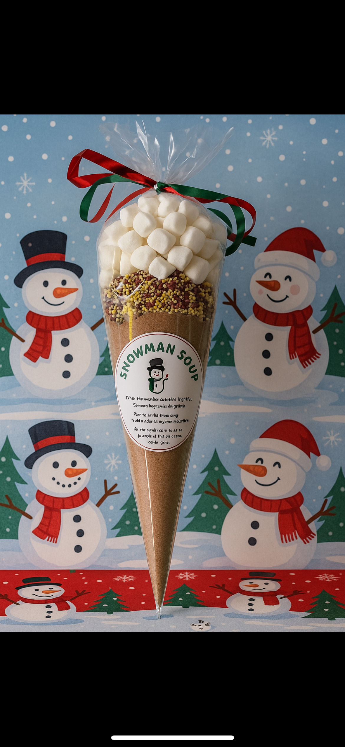 Snowman soup cone