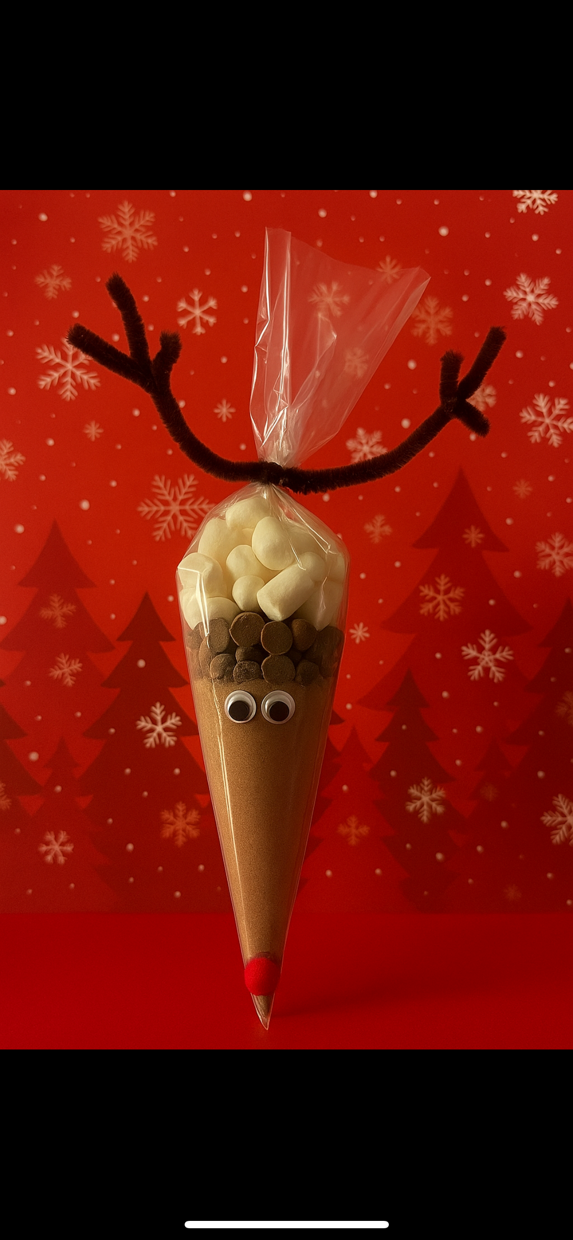 Reindeer hot chocolate cone